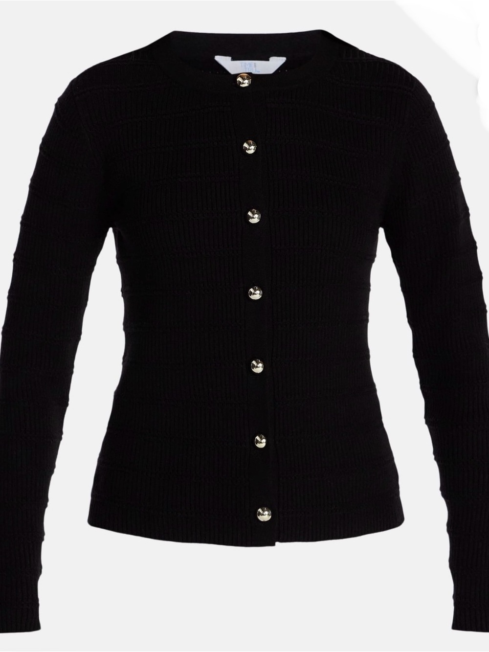 Black Ribbed Button-Up Cardigan